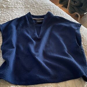 Maeve Deep Blue Textured Blouse
